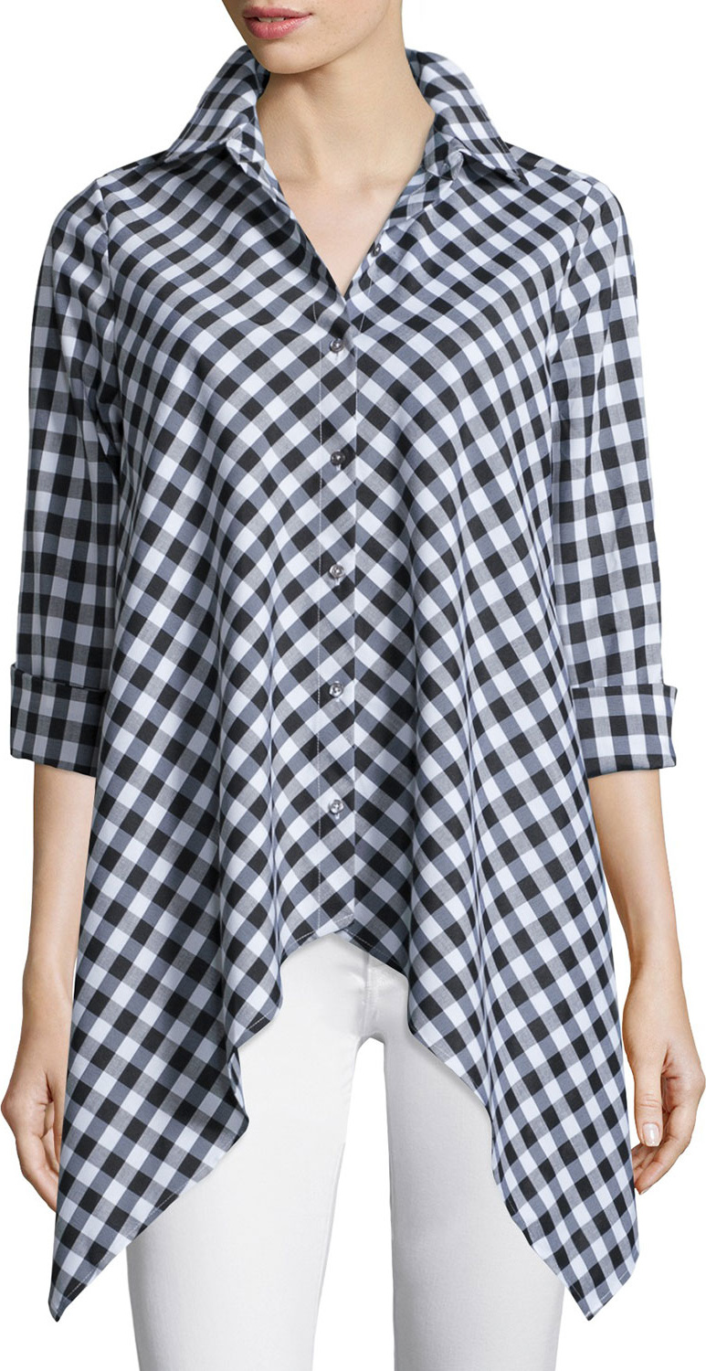 Go Silk Drama Gingham Handkerchief Shirt