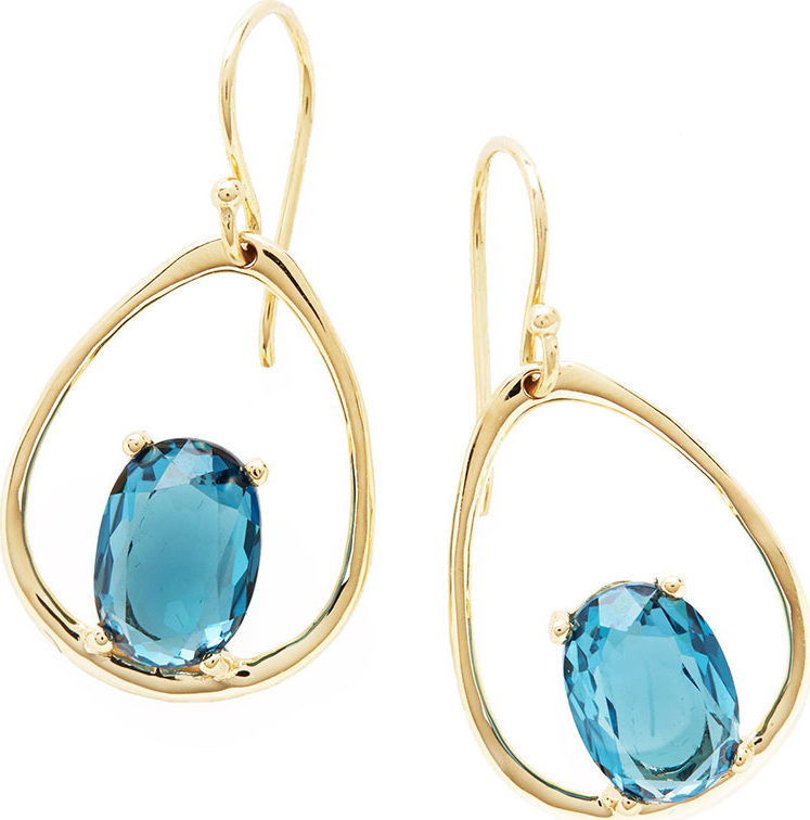 IPPOLITA 18K Rock Candy Wire Earrings in London Blue Topaz
