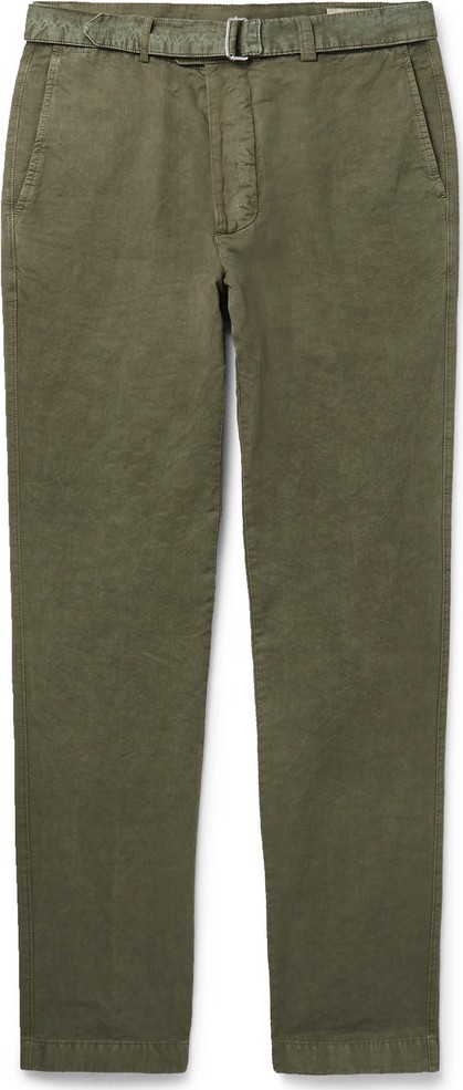 Officine Générale Julian Slim-Fit Garment-Dyed Cotton and Linen-Blend Trousers