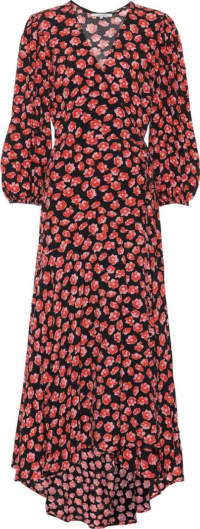 Ganni Printed crêpe wrap dress