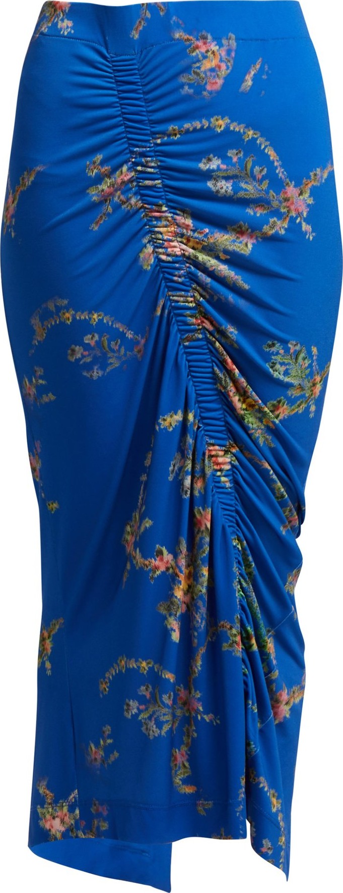 Preen Tracy floral-print ruched midi skirt