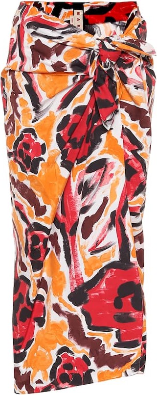 Marni Floral high-rise cotton skirt
