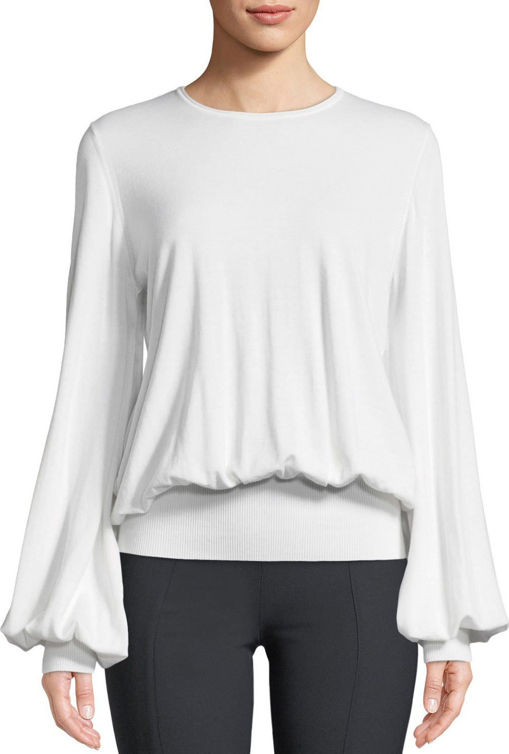 THE ROW Alend Round-Neck Blouson Wool-Blend Sweater