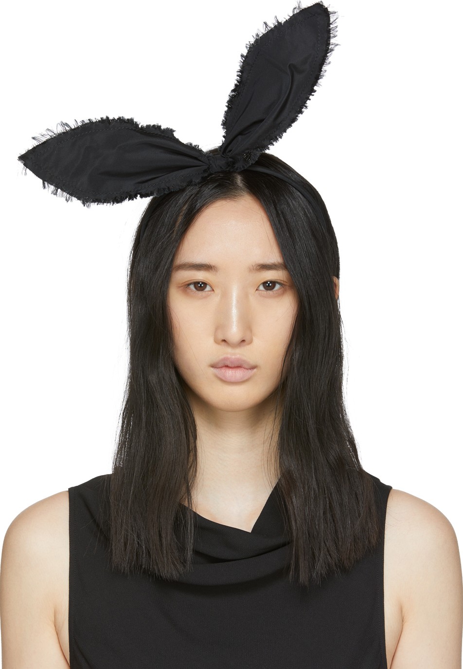 Maison Michel Black Heidi Rabbit Headband