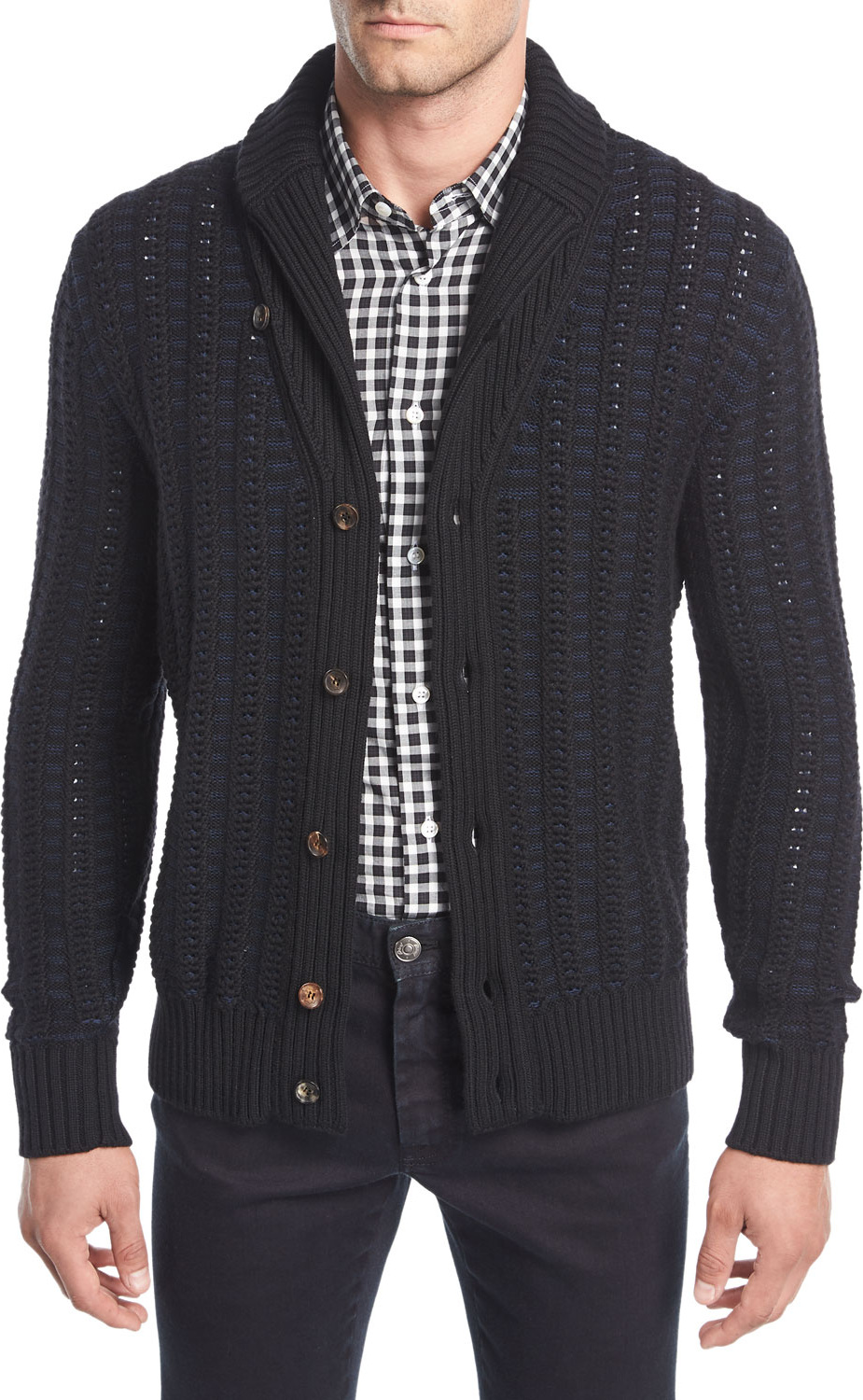 Brioni Wool Jacquard Cardigan