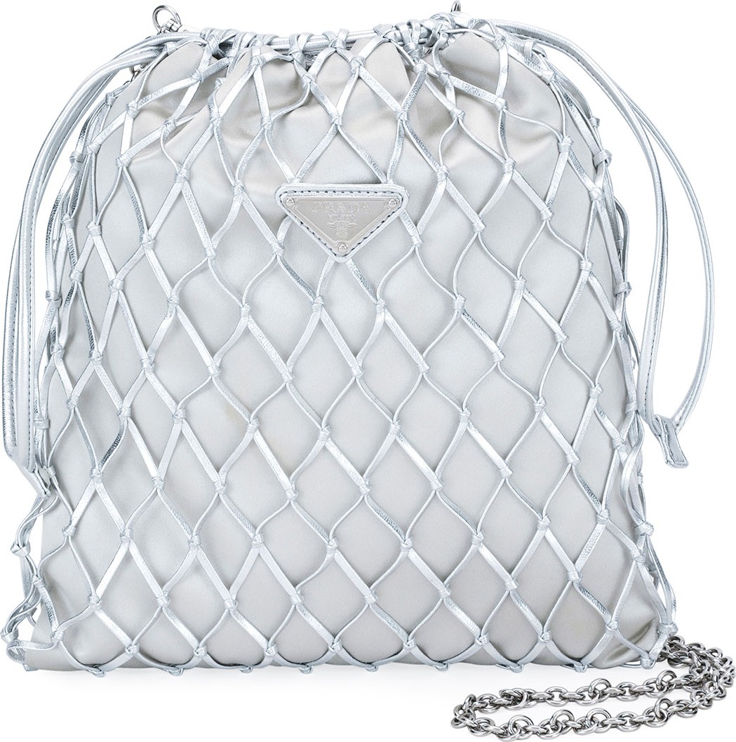 Prada Netted Satin Pouch Crossbody Bag
