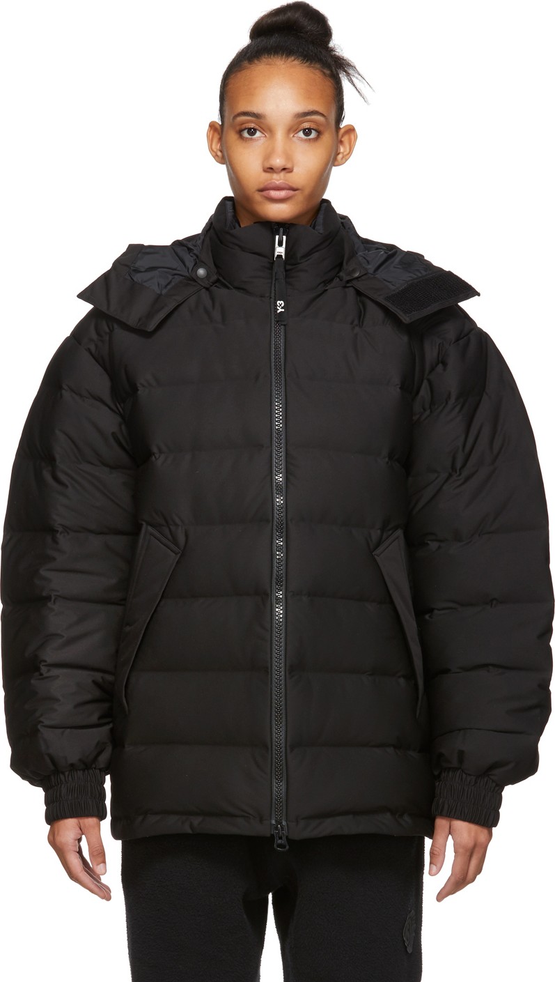 Y-3 Black Down Seamless Hooded Jacket