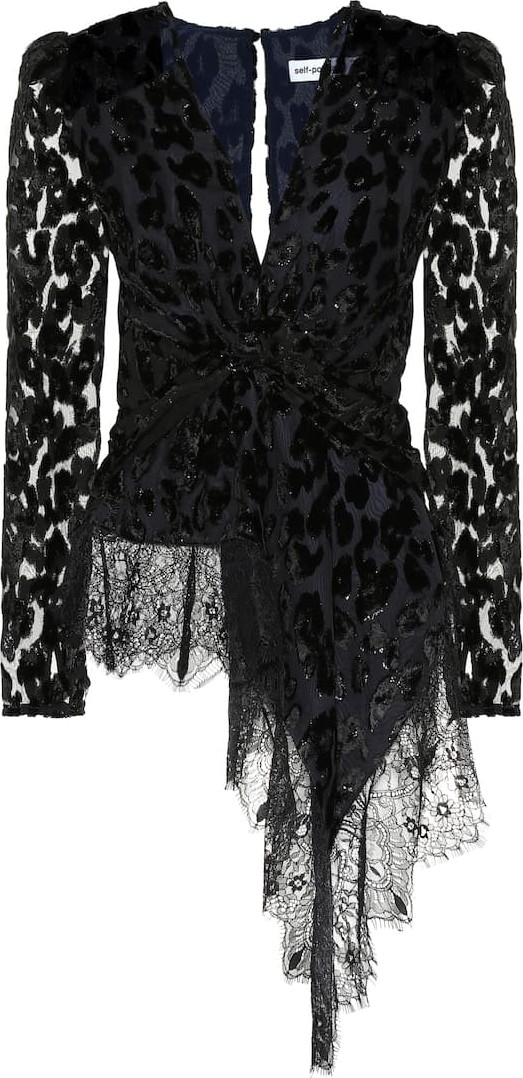 Self Portrait Twisted Lace peplum top