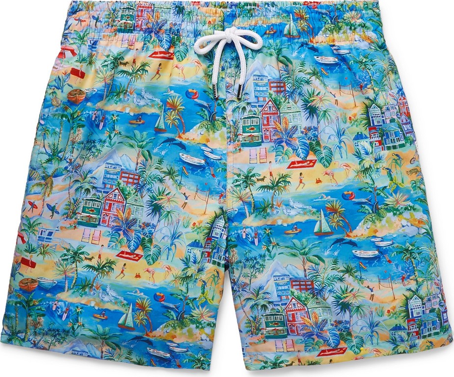 Derek Rose Wide-Leg Mid-Length Printed Swim Shorts