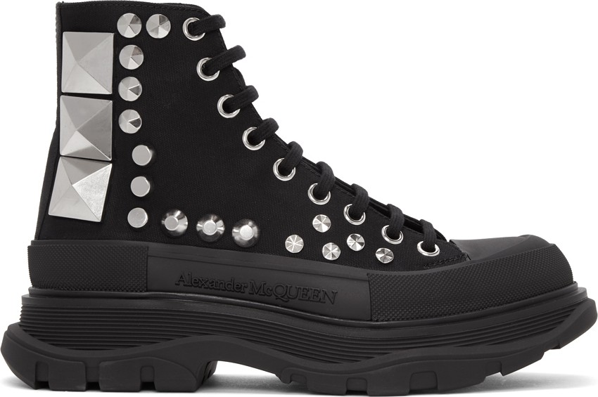 Alexander McQueen Black Studded Boots