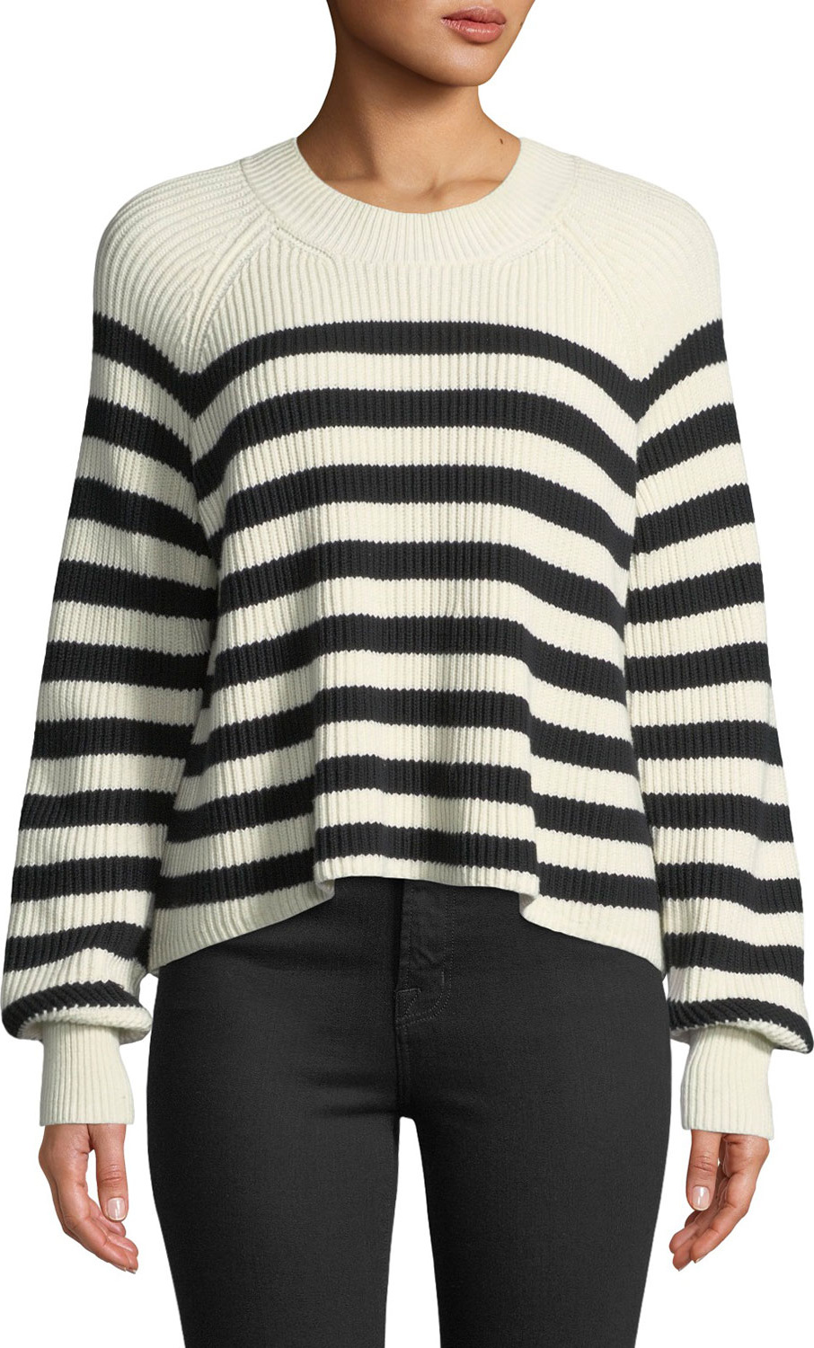 Veronica Beard Boyd Crewneck Striped Cotton Sweater