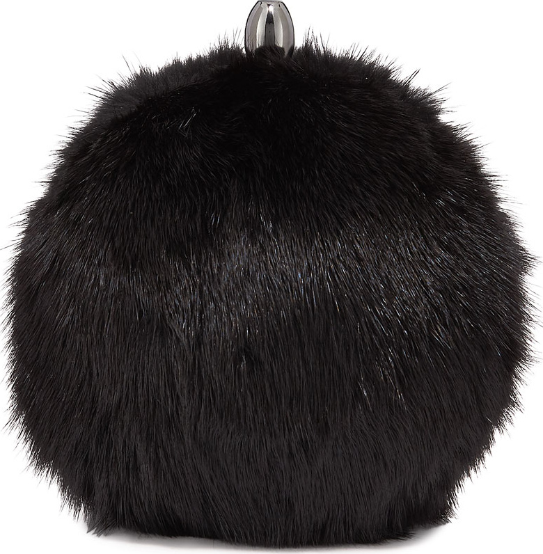 Oscar De La Renta Orb Mink Fur Crossbody Clutch Bag