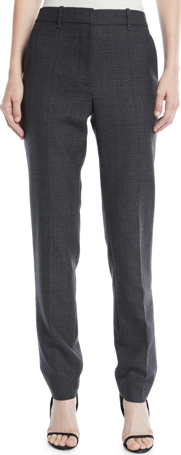 Calvin Klein 205W39NYC Slim Straight-Leg Worsted Wool Check Pants