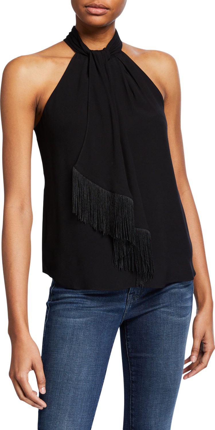 Joie Leikyn Sleeveless Self-Tie Fringe Top