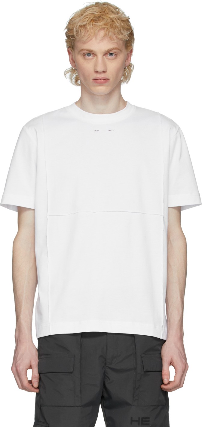HELIOT EMIL White H-Stitch T-Shirt