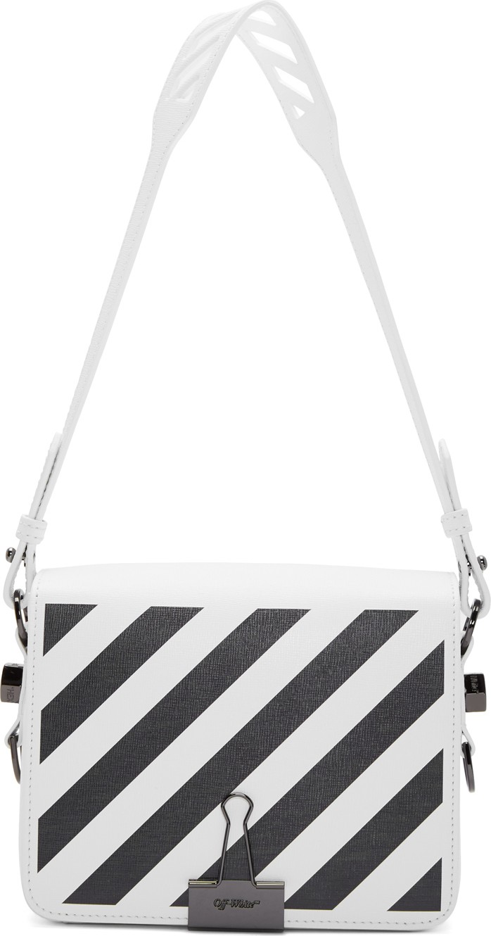 Off White SSENSE Exclusive White Diag Flap Bag