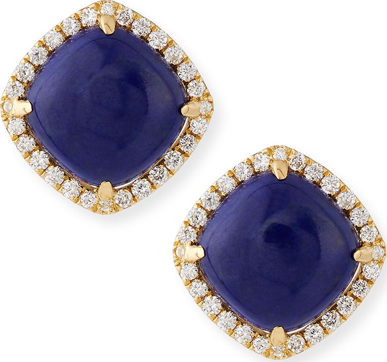 Frederic Sage 18K Gold Lapis & Diamond Stud Earrings