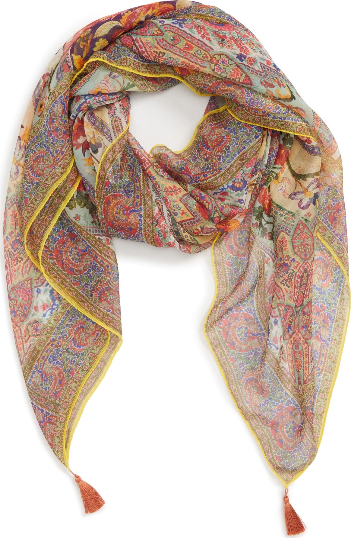 Etro Bombay Tassel Square Silk Scarf