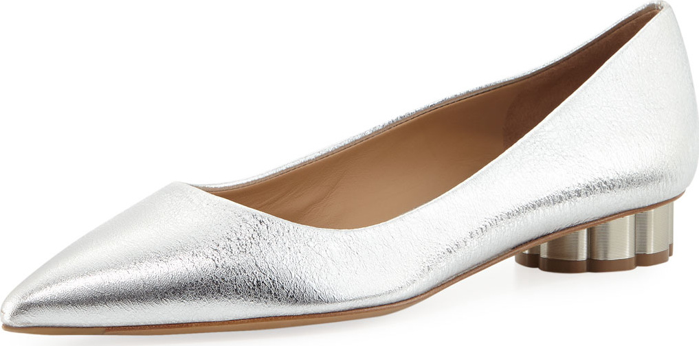 Salvatore Ferragamo Baidia Metallic Ballerina Flat