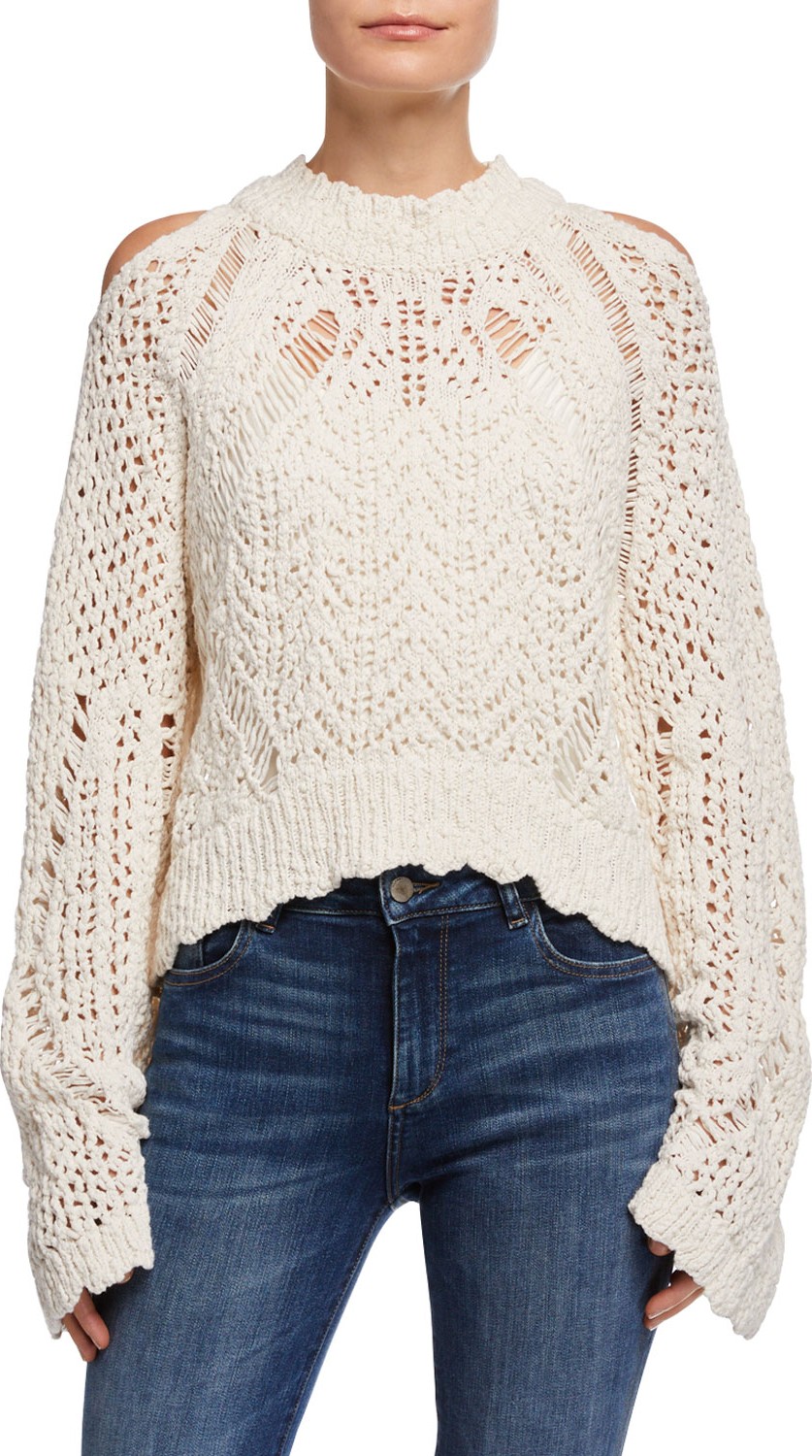 IRO Unctuous Crochet Cold-Shoulder Sweater