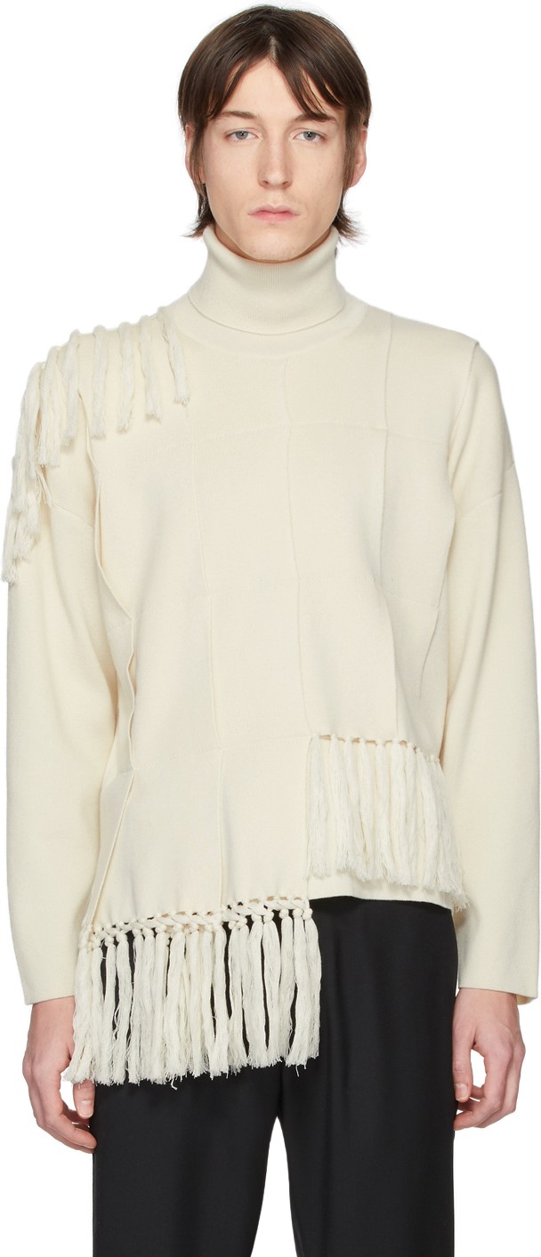 LOEWE Off-White High Neck Asymmetric Turtleneck
