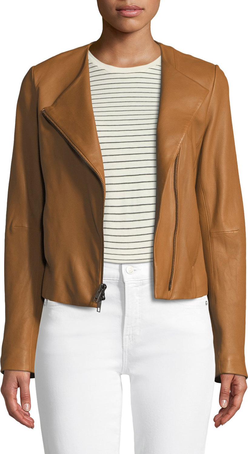 Vince Cross-Front Leather Jacket