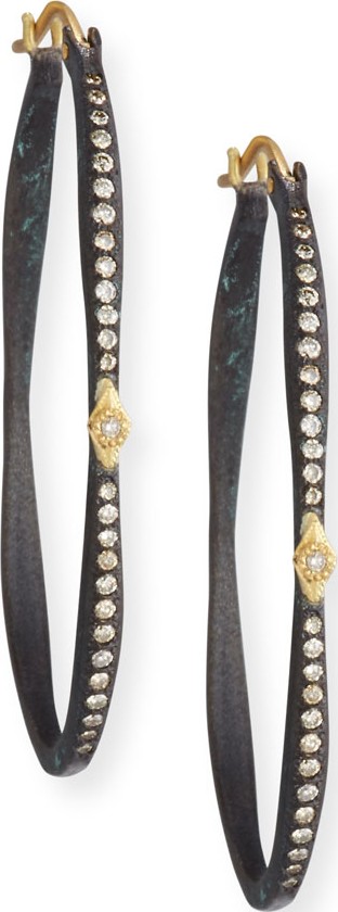 Armenta Old World Pave Diamond Side Hoop Earrings