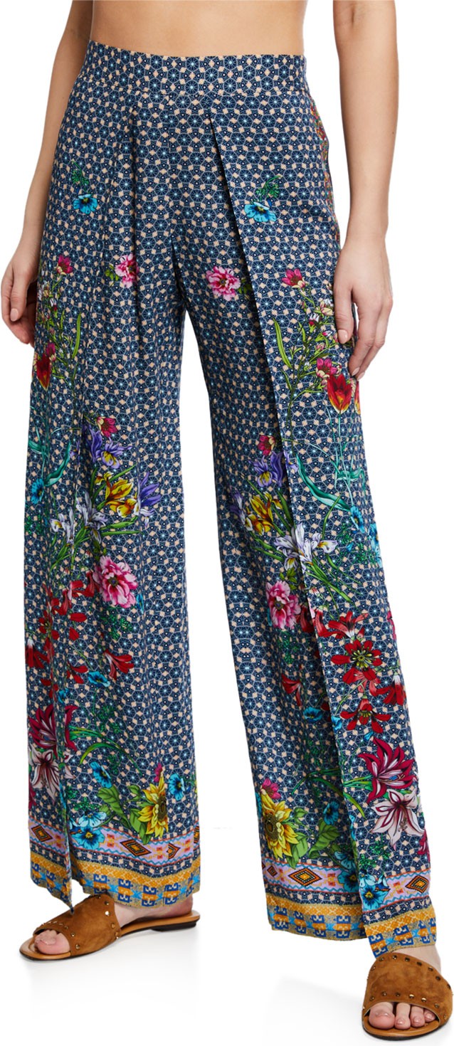 Johnny Was Dolce Dream Printed Split-Leg Coverup Pants