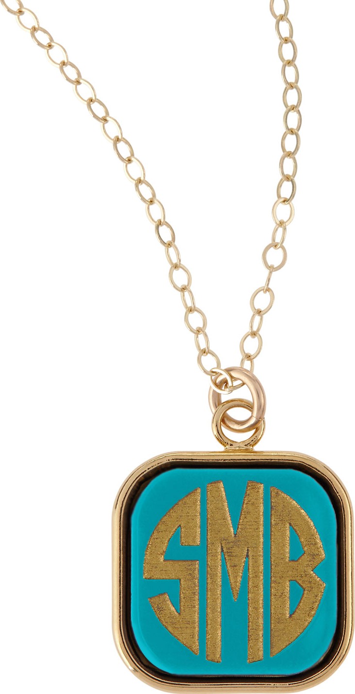 Moon and Lola Small Square Acrylic Monogram Pendant Necklace