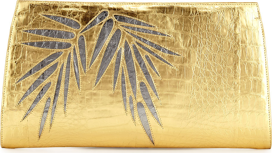 Nancy Gonzalez Bamboo Crocodile Slicer Clutch Bag