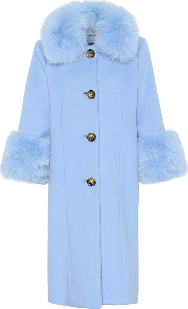 Saks Potts Yvonne fur-trimmed wool coat