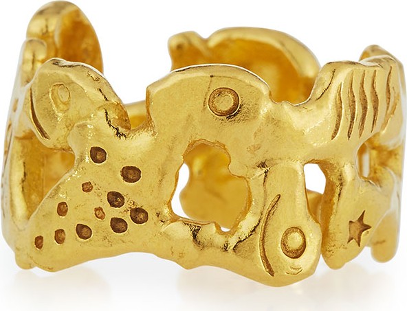 Jean Mahie Mahie Forever 22K Gold Carved Ring, Size 8