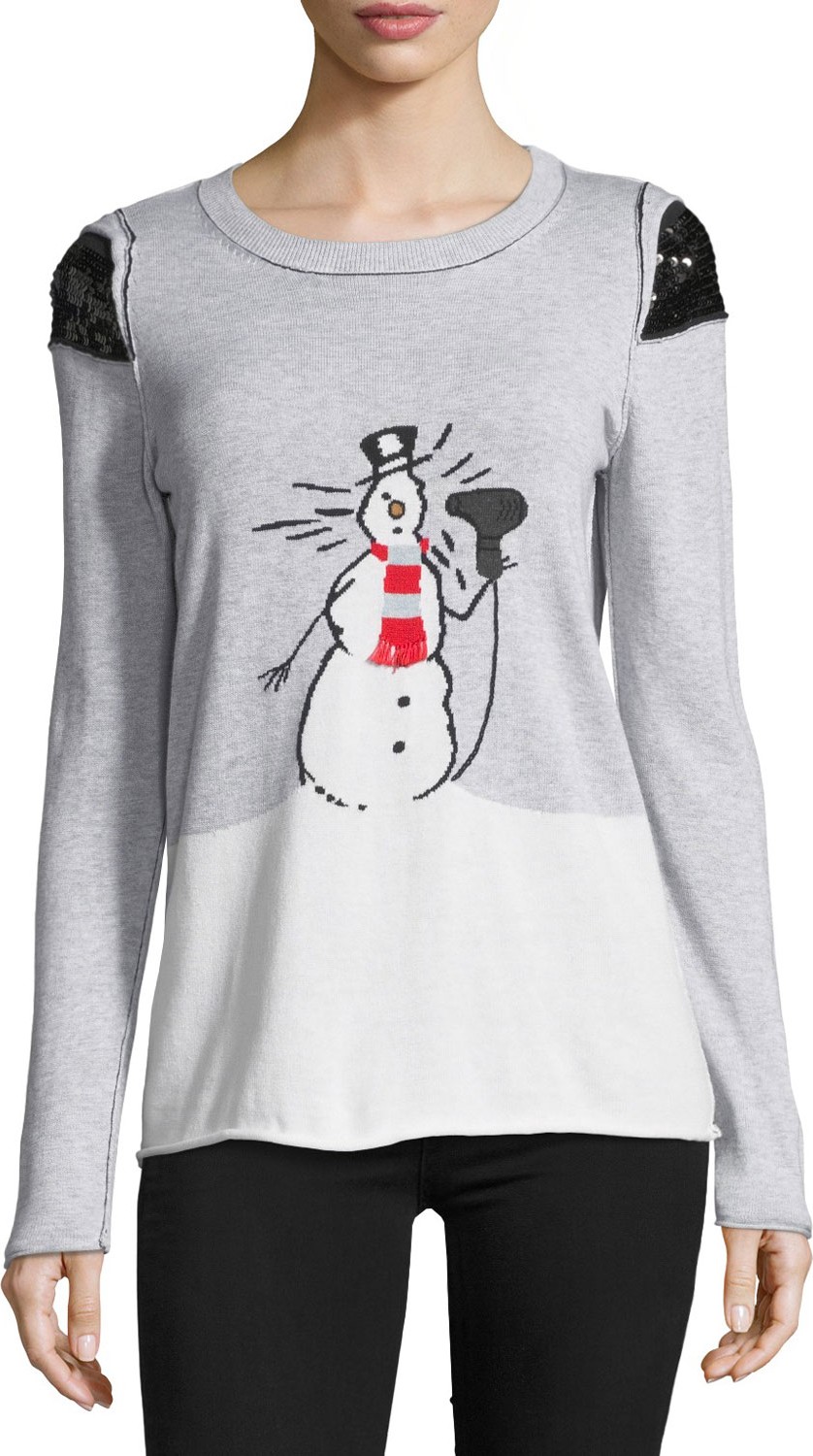 Lisa Todd Snowman w/ Blow Dryer Intarsia Sweater