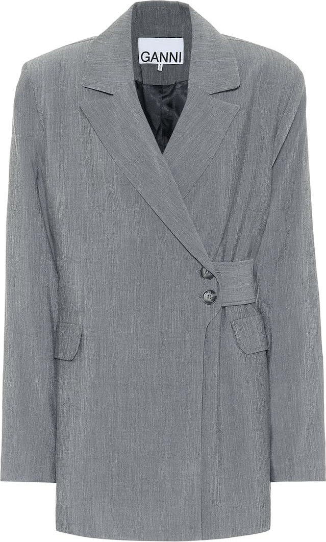 Ganni Double-breasted mélange blazer