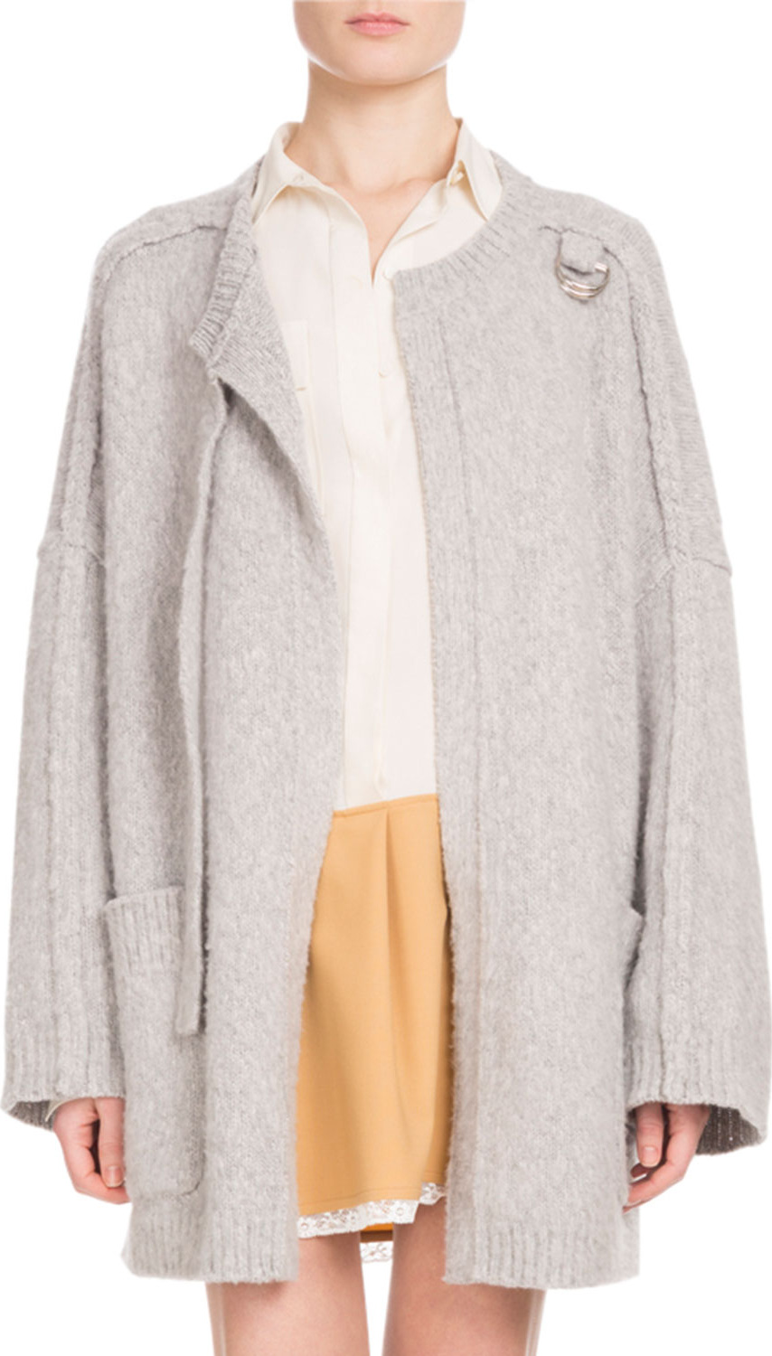 Chloe Long-Sleeve Open-Front Oversized Wool-Cashmere Cardigan