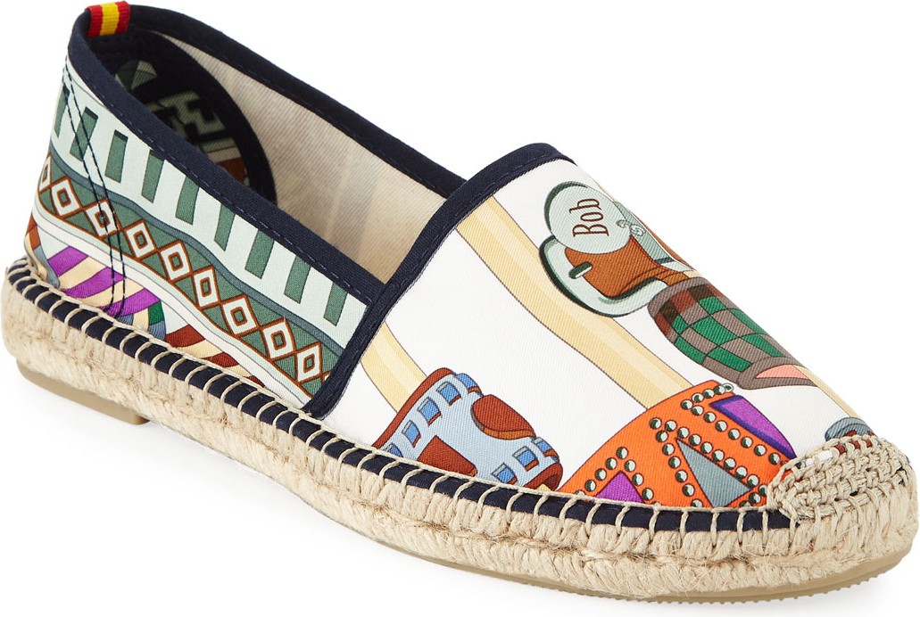 Respoke Alba Buckle-Print Flat Espadrilles