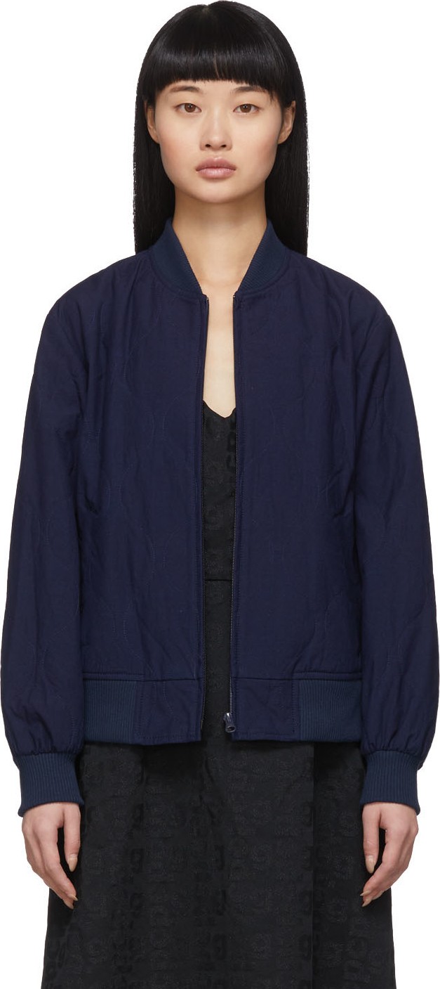 Blue Blue Japan Indigo Quilted Bomber Jacket