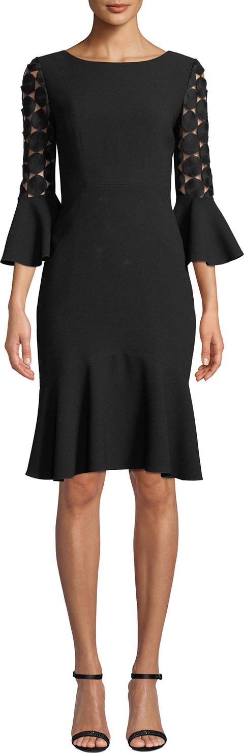 Elie Tahari Bri Crochet-Sleeve Dress