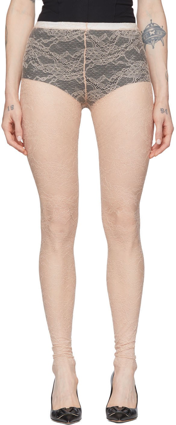 RED Valentino Pink Lace Leggings