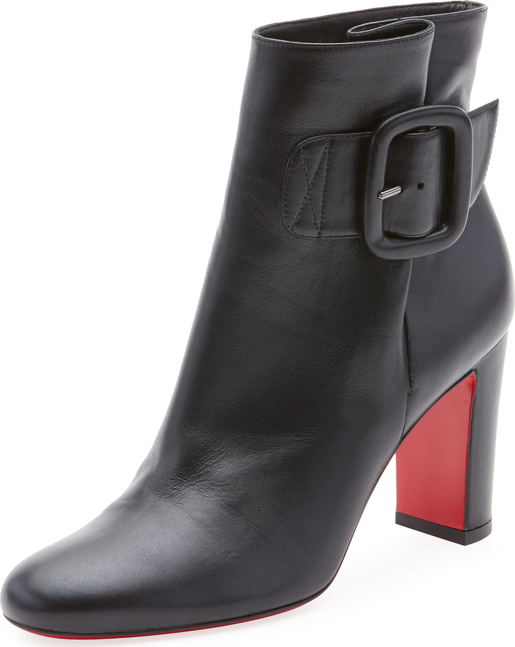 Christian Louboutin Tres Olivia Napa Leather Buckled Red Sole Booties