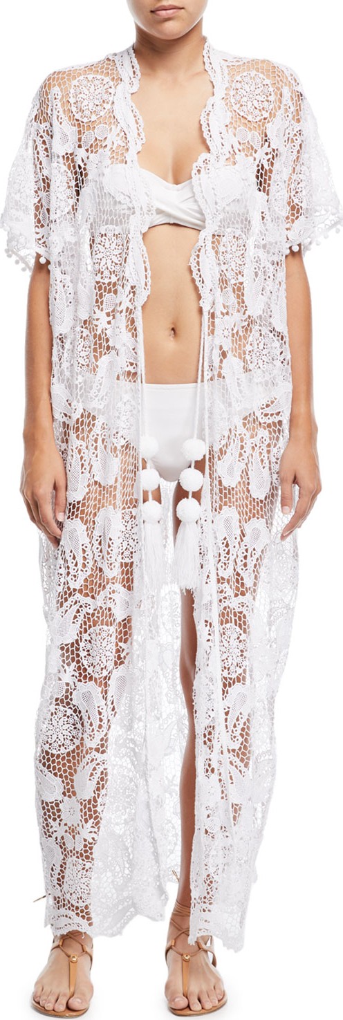 Miguelina Priscilla Mirage Allover Lace Kimono Coverup