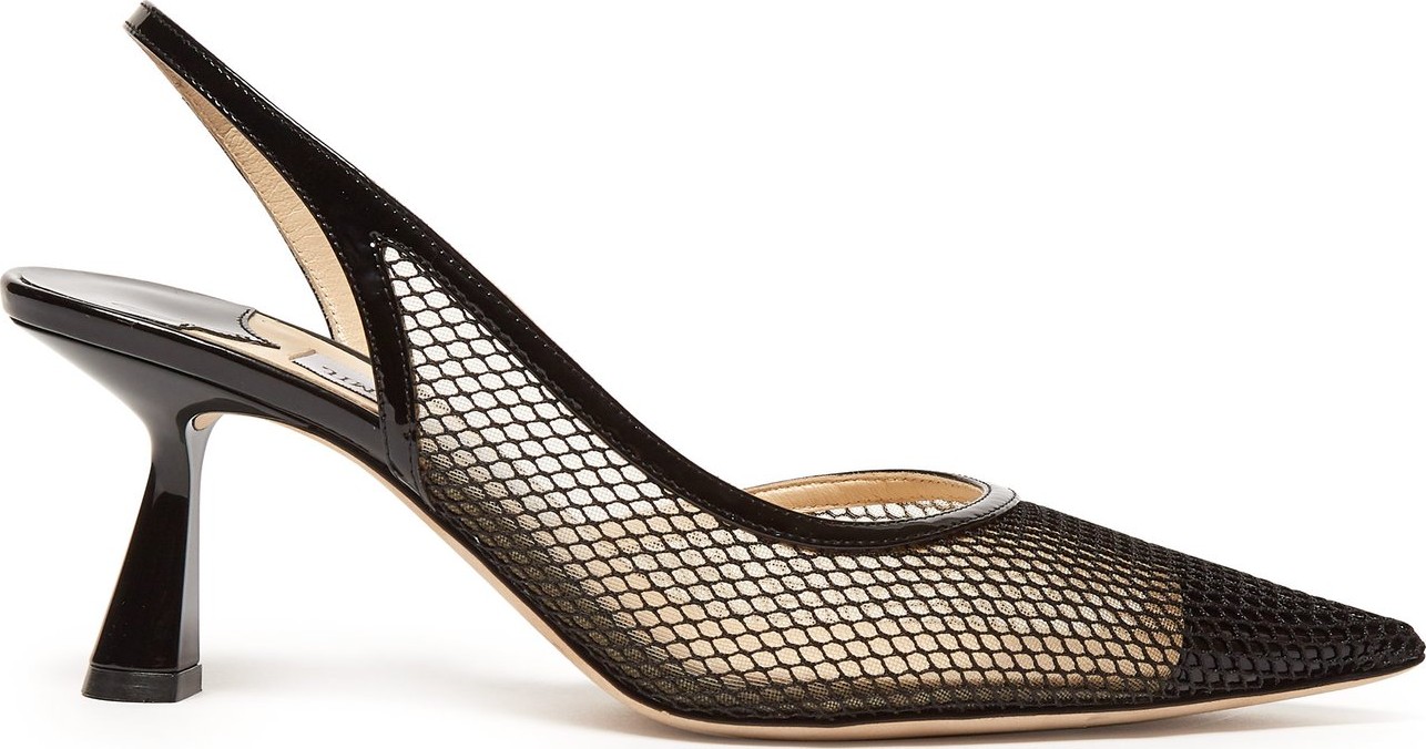 Jimmy Choo Fetto 65 slingback mesh & leather pumps