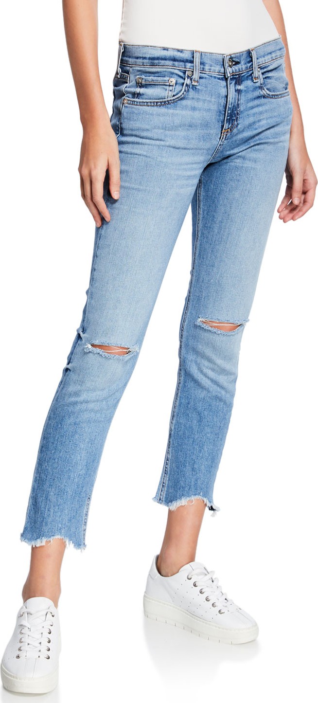 Rag & Bone Ankle Dre Straight-Leg Jeans w/ Cutoff Hem