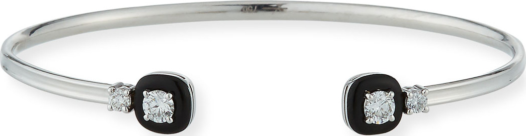 Nikos Koulis 18k Oui Double Diamond & Black Enamel Bracelet