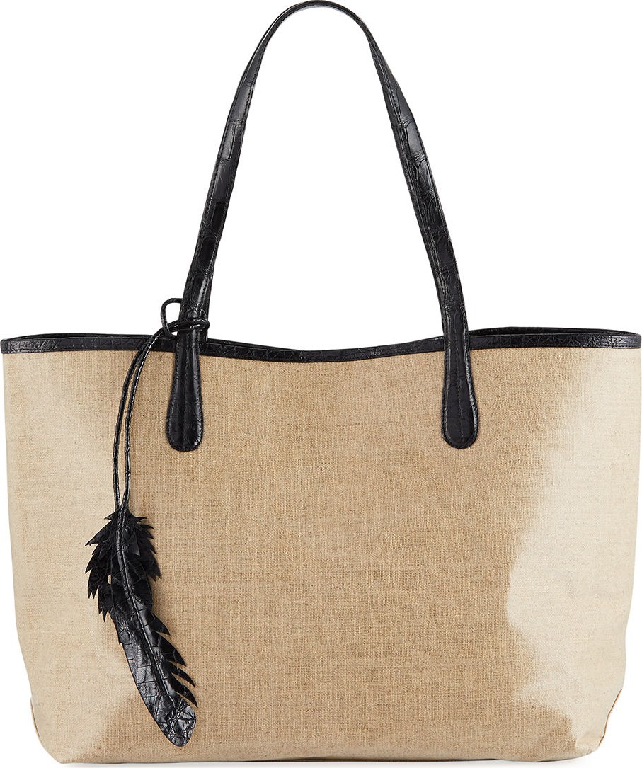 Nancy Gonzalez Erica Medium Linen Leaf Tote Bag