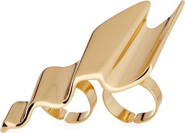 Saint Laurent Ruffle Two-Finger Ring