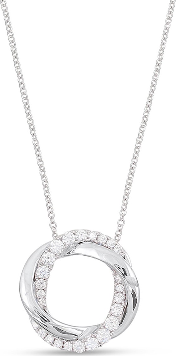 Frederic Sage 18K White Gold Interlocking Halo Diamond Pendant Necklace