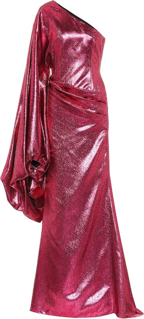 Halpern Metallic asymmetric gown