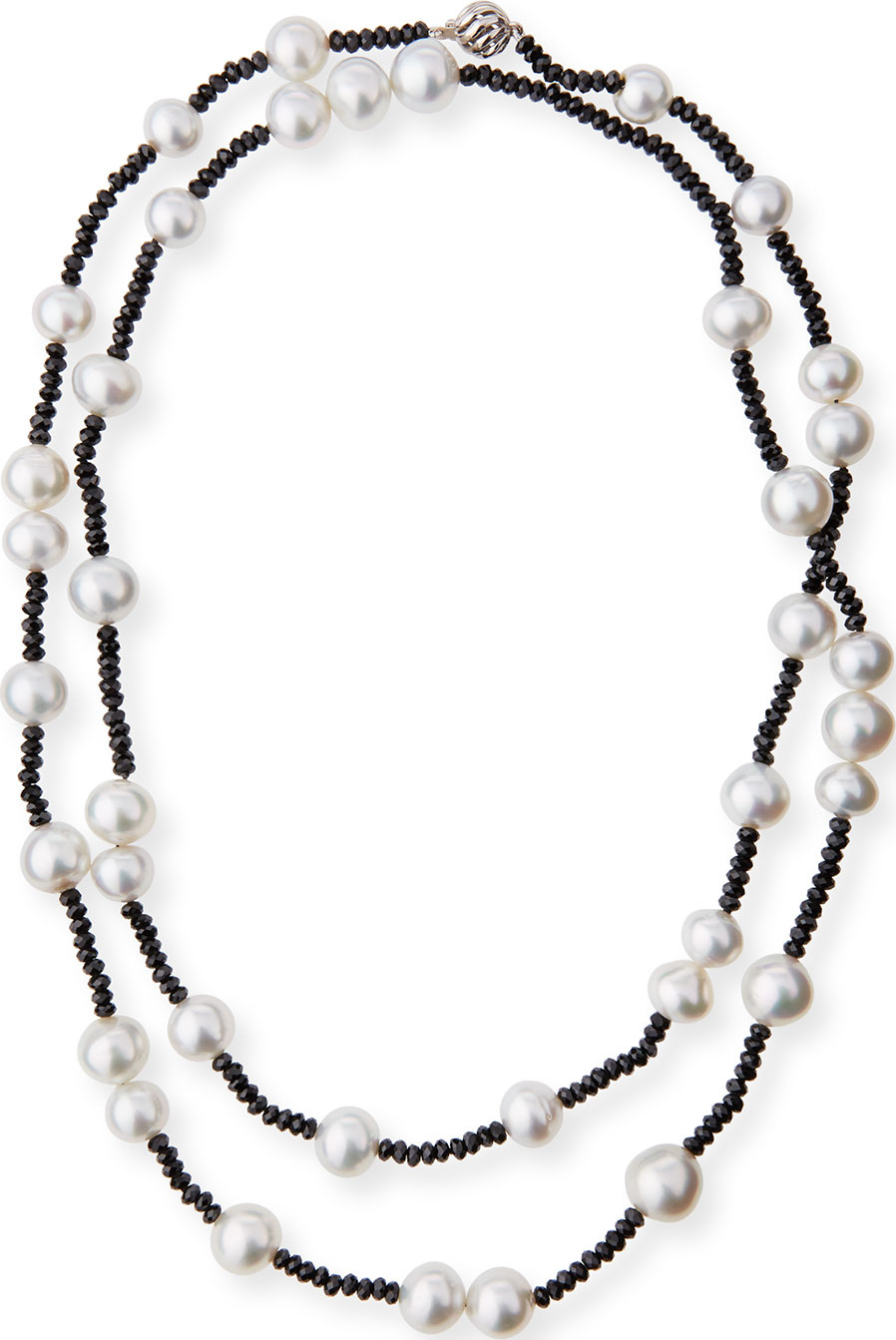 Belpearl Long South Sea Pearl & Black Spinel Necklace, 40"