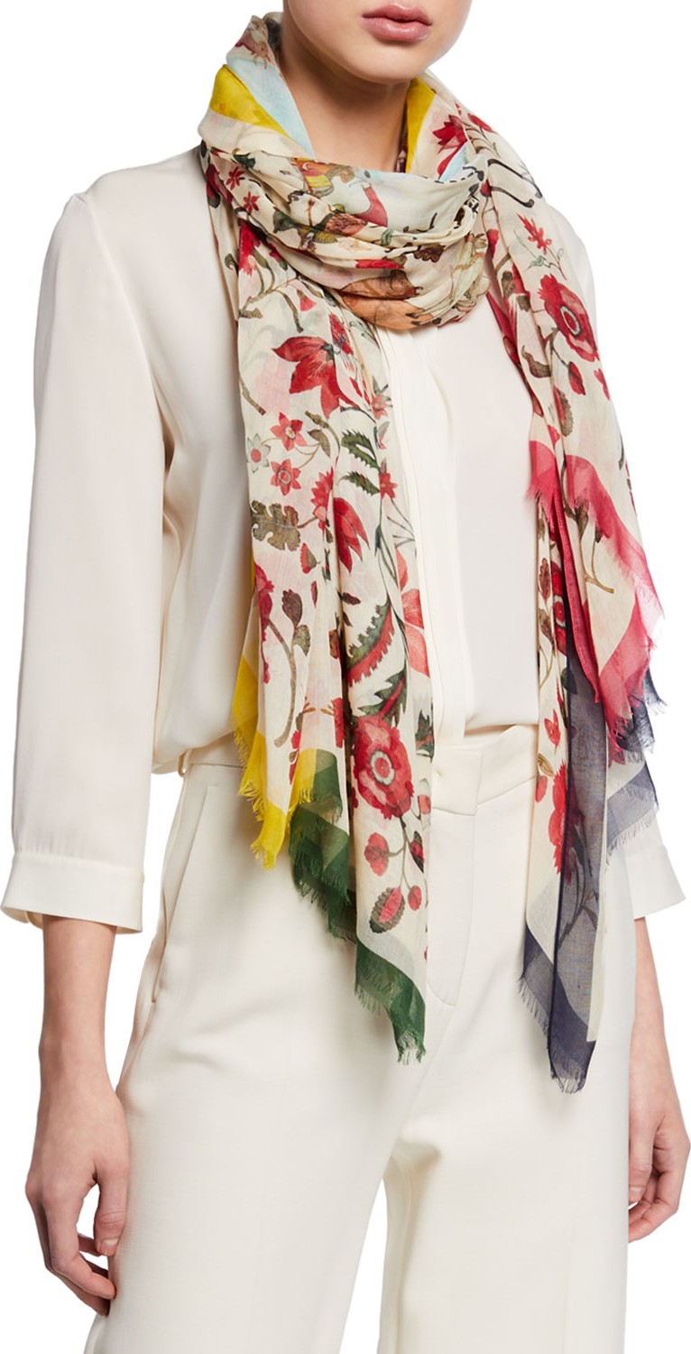 Oscar De La Renta Cashmere Modal Printed Scarf